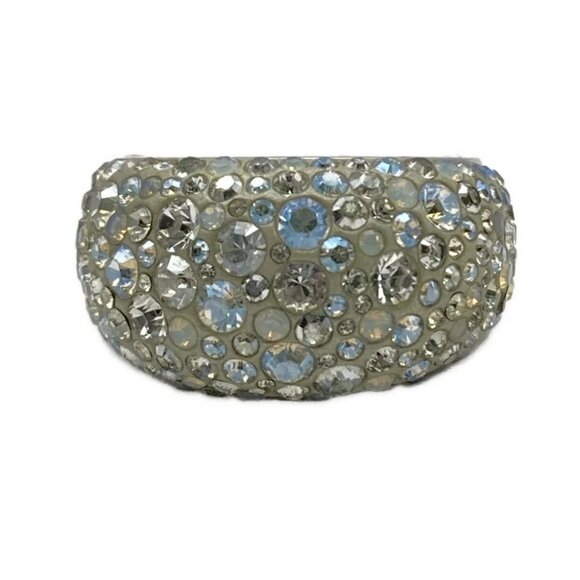 Auth SWAROVSKI - Silver Clear White Hardware Swarovski Crystal Ring #8 - Picture 1 of 5